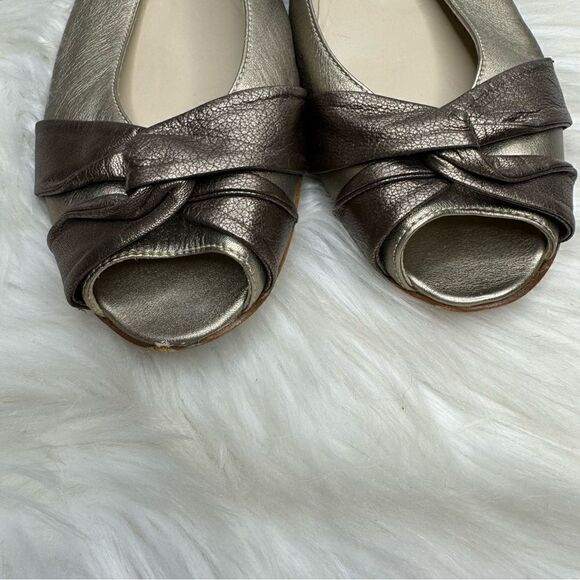 Attilio Giusti Leombruni (AGL) Metallic Peep Toe Leather Flats 41.5 - Picture 8 of 9